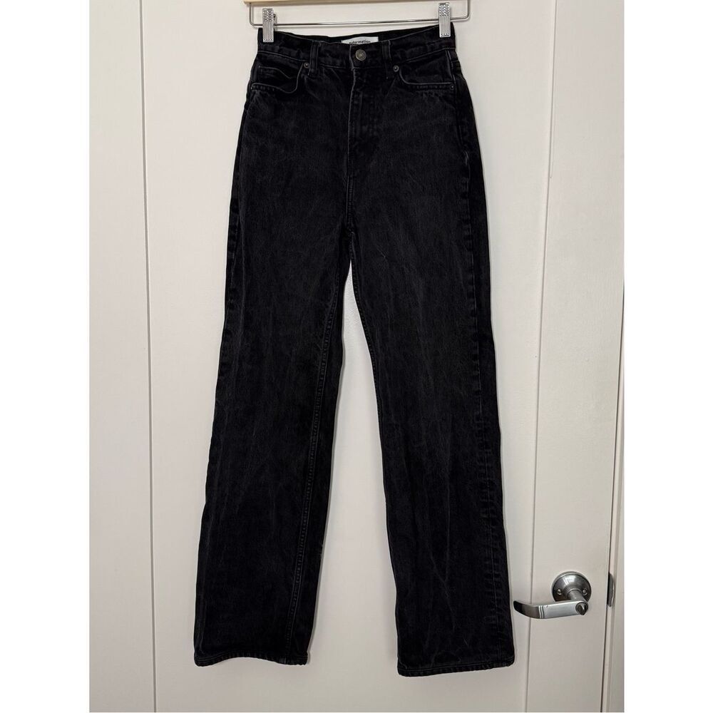 Reformation Wilder High Rise Wide Leg Jeans Womens Sz 23 Black Straight Denim